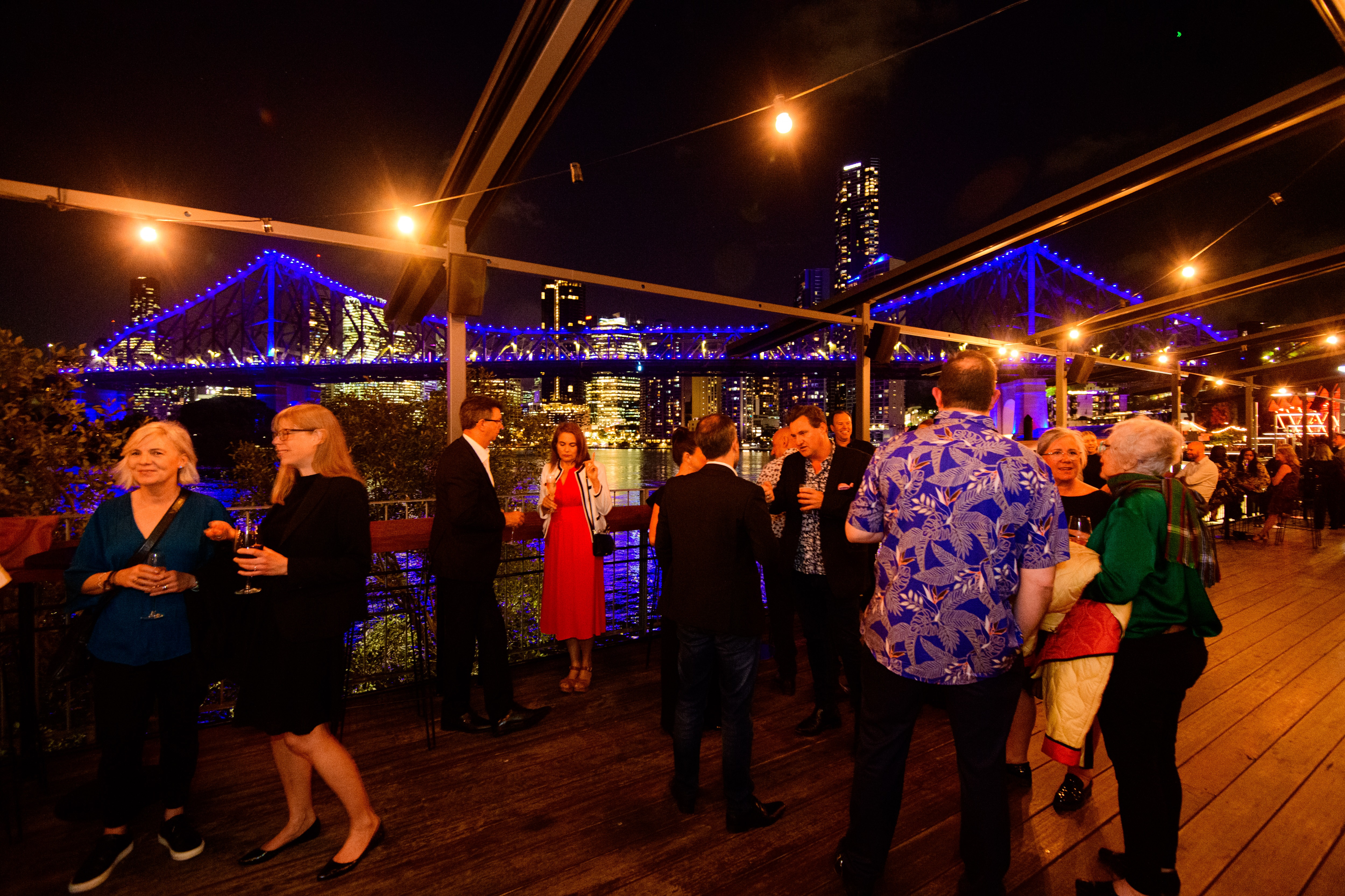 People talking at evening party