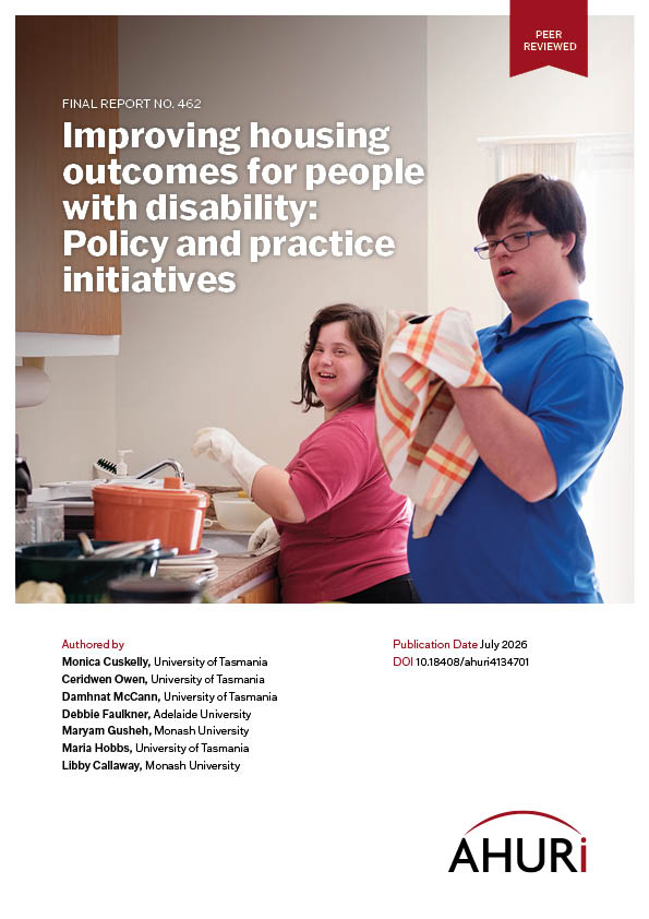 Report cover for AHURI Final Report 'Improving housing outcomes for people with disability: Policy and practice initiatives'