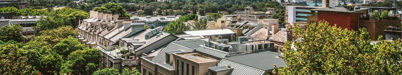 cityscape with trees and buildings