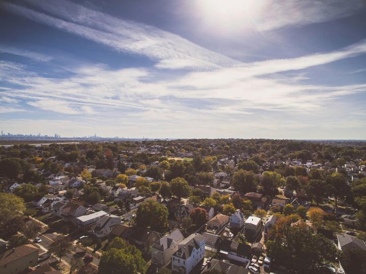 Aerial view of suburban houses