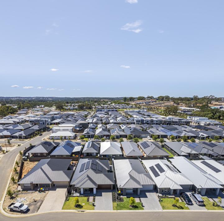 Aerial view of Australian suburb in daylight