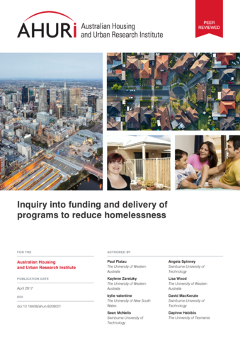 Report cover for AHURI Final Report 279: Inquiry into funding and delivery of programs to reduce homelessness