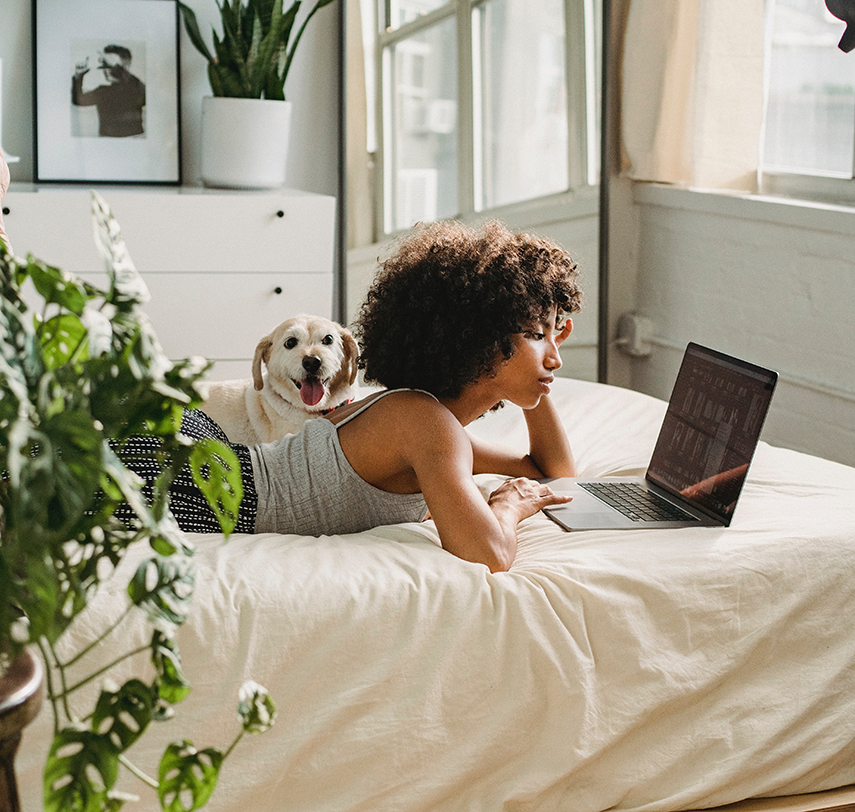 Woman reading computer