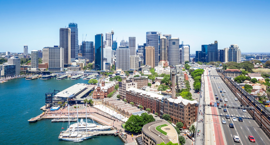 Aerial view of Sydney city skyline in daylight