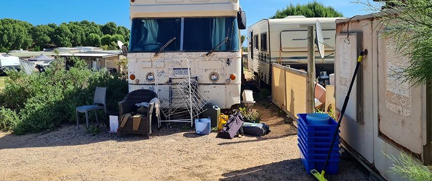 Run down bus being used as rural accommodation