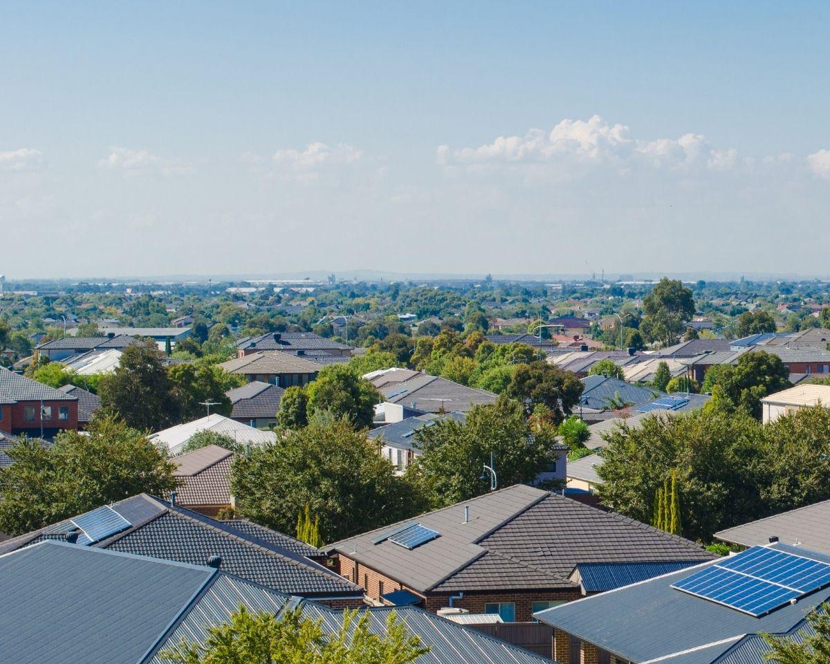 Aerial view of an Australian suburb